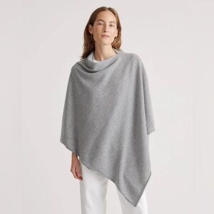 Quince Mongolian Cashmere Elegant Gray Poncho